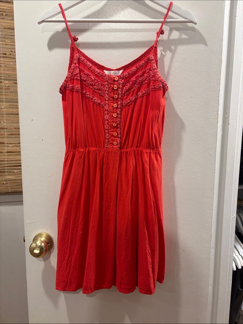 Charming Charlie Red Spaghetti-Strap Lace-Trim Dress